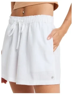 Roxy Place To Elastic Waist Shorts in White