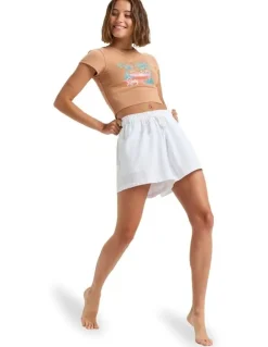 Roxy Place To Elastic Waist Shorts in White