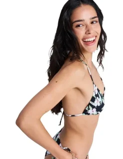 Roxy Printed Essentials Tiki Tri Bikini Top Black