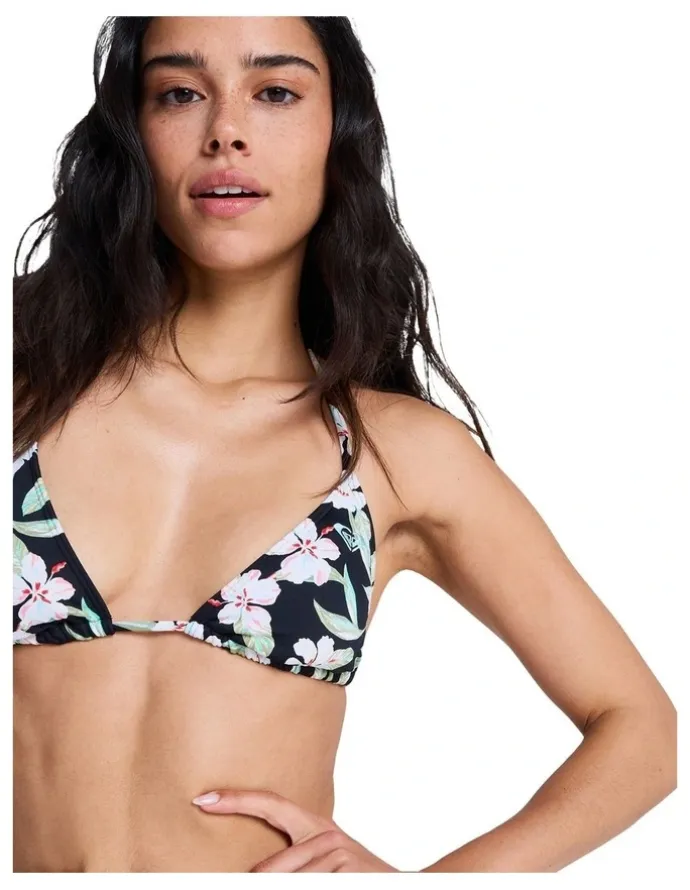 Roxy Printed Essentials Tiki Tri Bikini Top Black