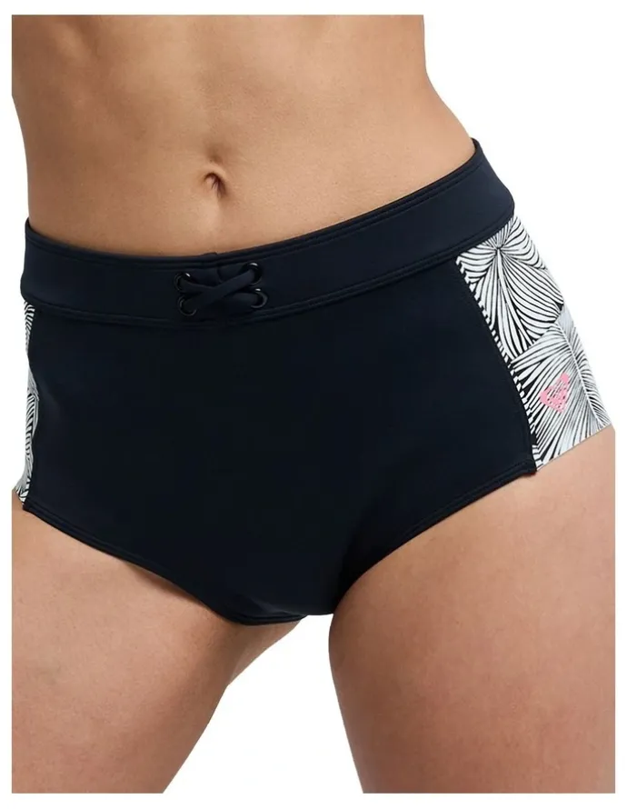 Roxy Pro Surf Mid Waist Classic Bikini Bottom in Anthracite Popiscus