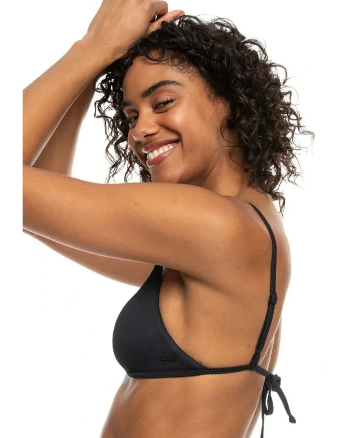 Roxy Rib Love The Quiver Tri Bikini Top in Anthracite