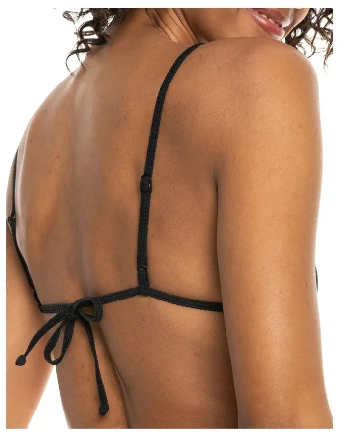 Roxy Rib Love The Quiver Tri Bikini Top in Anthracite