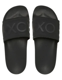 Roxy Slippy Slider Sandals in Black
