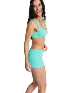 Roxy Sunshine High Rise Boyleg Bikini Bottom in Green