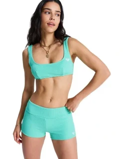 Roxy Sunshine High Rise Boyleg Bikini Bottom in Green