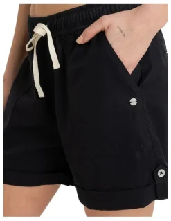 Roxy Sweetest Day Elastic Waist Shorts in Anthracite