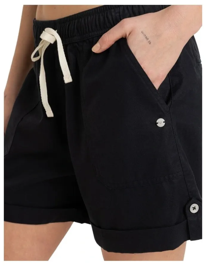 Roxy Sweetest Day Elastic Waist Shorts in Anthracite