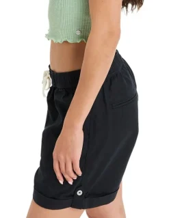 Roxy Sweetest Day Elastic Waist Shorts in Anthracite