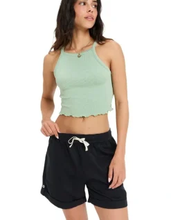 Roxy Sweetest Day Elastic Waist Shorts in Anthracite