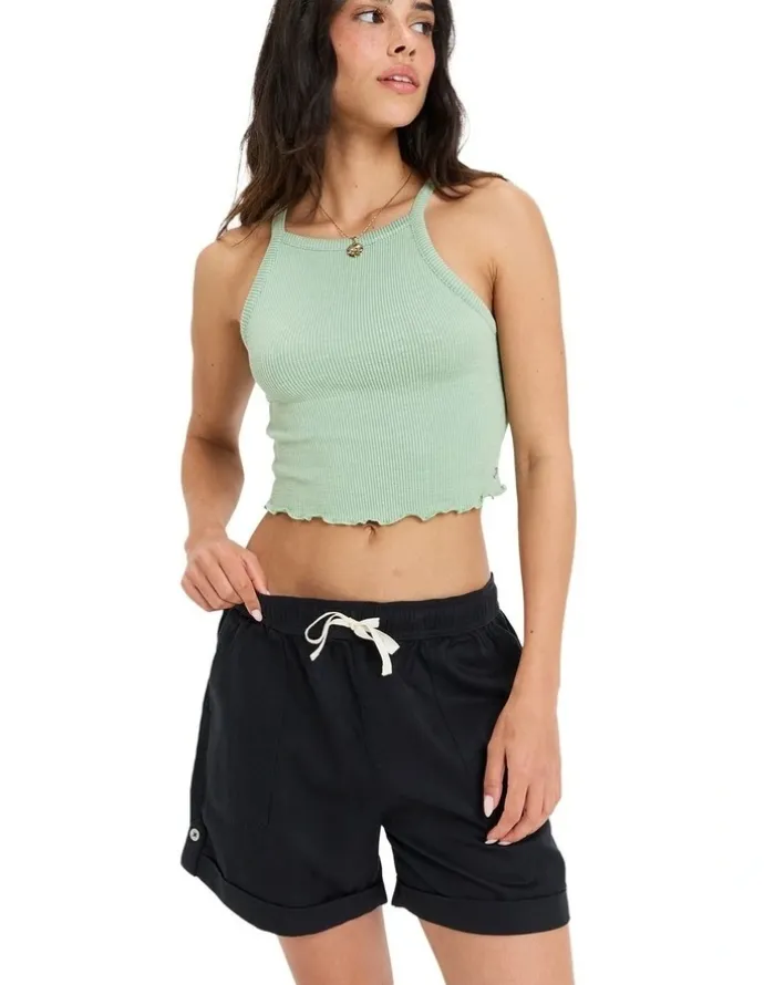Roxy Sweetest Day Elastic Waist Shorts in Anthracite