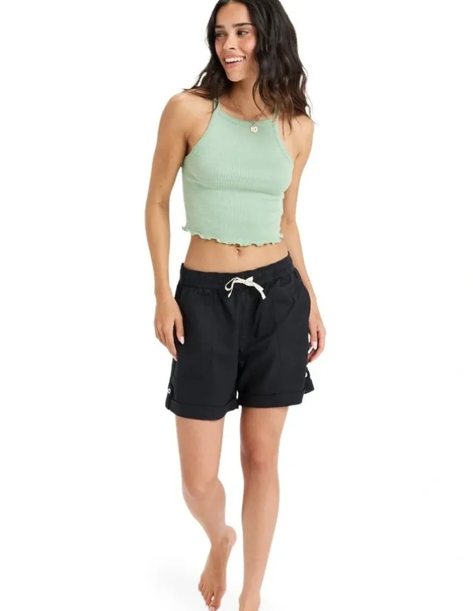 Roxy Sweetest Day Elastic Waist Shorts in Anthracite