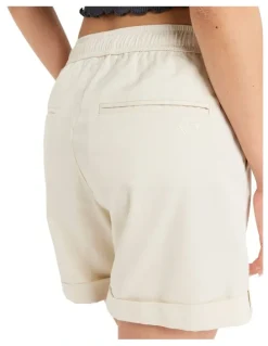 Roxy Sweetest Day Elastic Waist Shorts in Egret