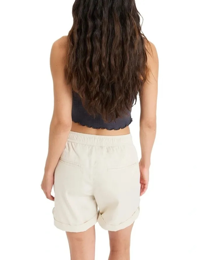 Roxy Sweetest Day Elastic Waist Shorts in Egret