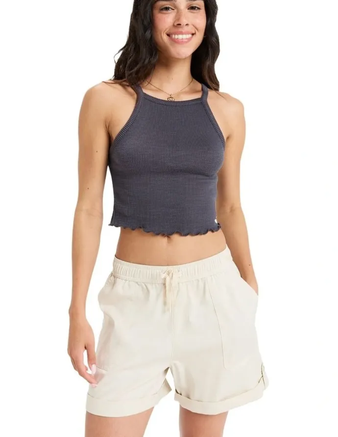 Roxy Sweetest Day Elastic Waist Shorts in Egret
