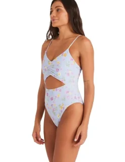 Roxy Wildflower One Piece Swimsuit in Misty Blue