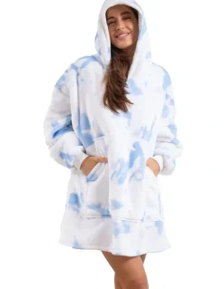 Royal Comfort Premium Reversible Fleece Snug Hoodie 750GSM in White/Blue