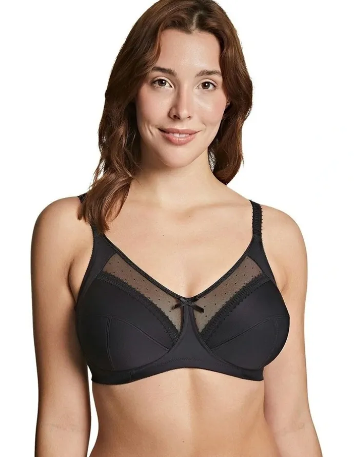 Royce Lingerie Charlotte Cotton-Lined Full Bust Wirefree Support Bra in Black