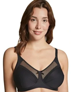 Royce Lingerie Charlotte Cotton-Lined Full Bust Wirefree Support Bra in Black