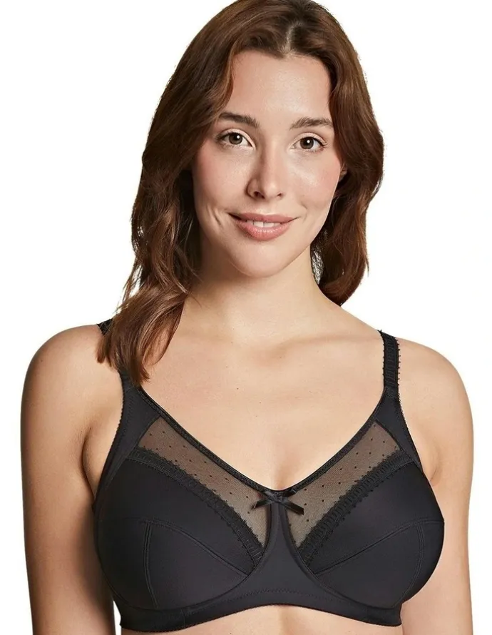 Royce Lingerie Charlotte Cotton-Lined Full Bust Wirefree Support Bra in Black