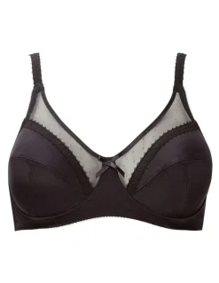Royce Lingerie Charlotte Cotton-Lined Full Bust Wirefree Support Bra in Black