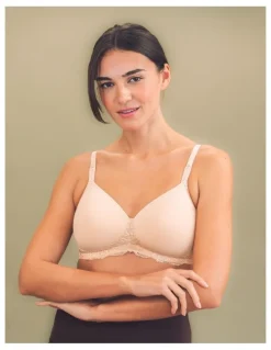 Royce Lingerie Georgia Wirefree T-Shirt Style Mastectomy Bra with Cotton & Lace in Beige