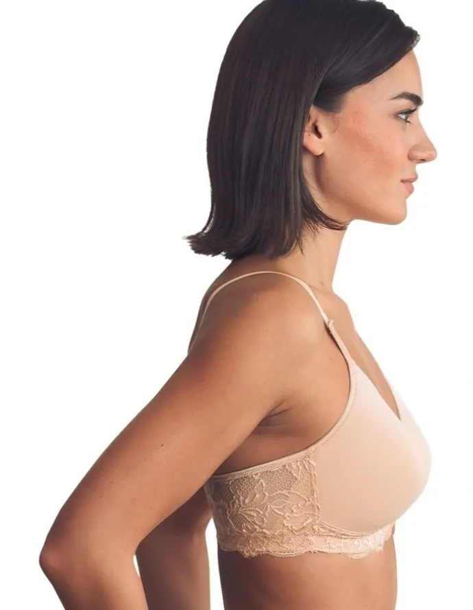 Royce Lingerie Georgia Wirefree T-Shirt Style Mastectomy Bra with Cotton & Lace in Beige