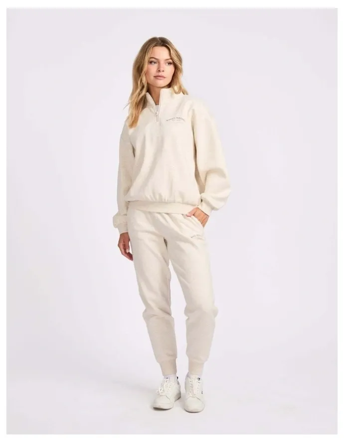 Russell Athletic Lexington Women's Quarter Zip Sweat - Oat Marle