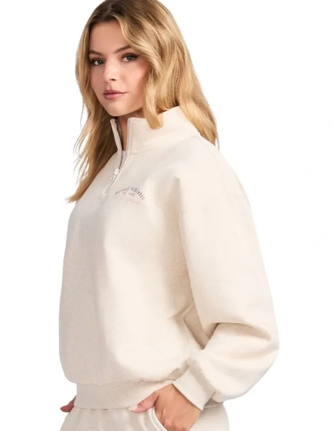 Russell Athletic Lexington Women's Quarter Zip Sweat - Oat Marle