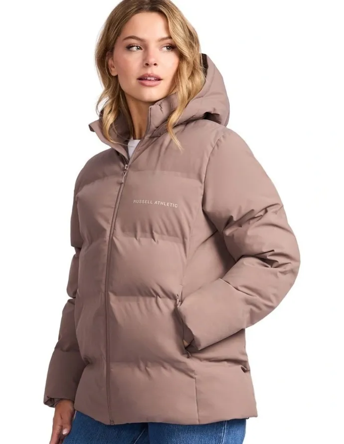 Russell Athletic May Womens Puffer Jacket - Mushroom Brown