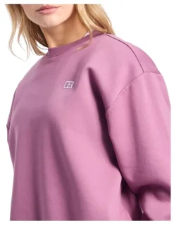 Russell Athletic R Logo Fleece Womens Crew - Tulipwood