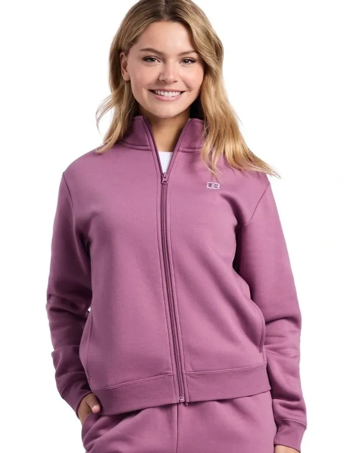 Russell Athletic R Logo Trucker Zip Through Womens Jacket - Tulipwood