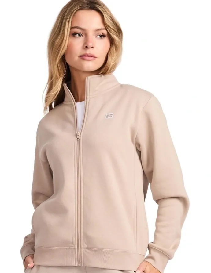 Russell Athletic R Logo Trucker Zip Through Womens Jacket - String