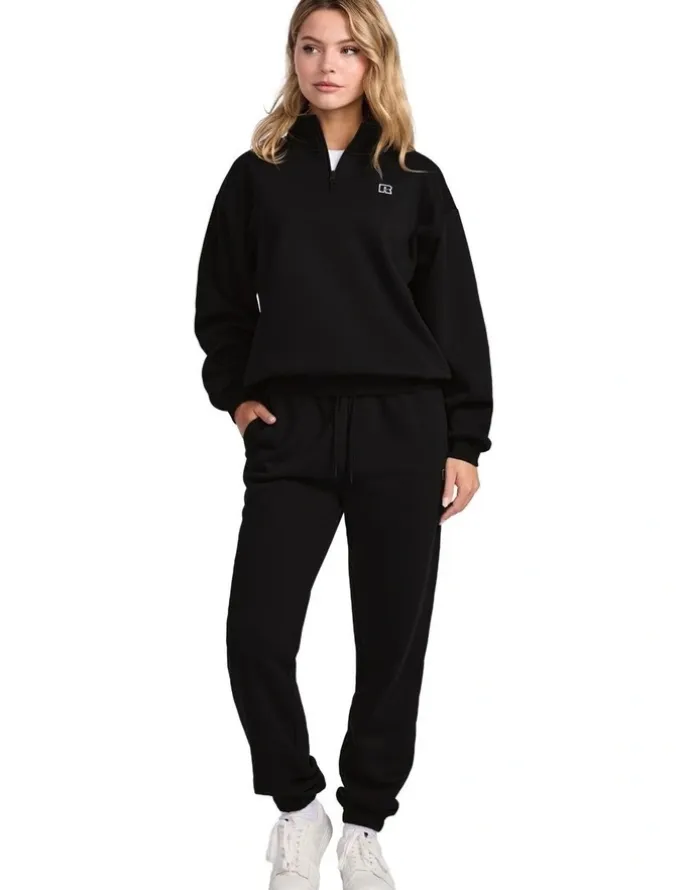 Russell Athletic R Logo Women's Quarter Zip - Black