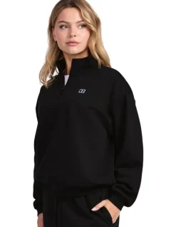 Russell Athletic R Logo Women's Quarter Zip - Black