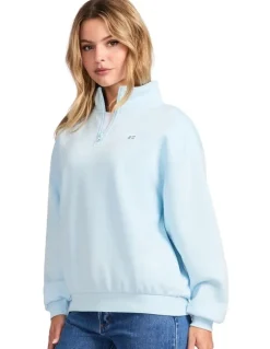 Russell Athletic R Logo Women's Quarter Zip - Blue Breeze