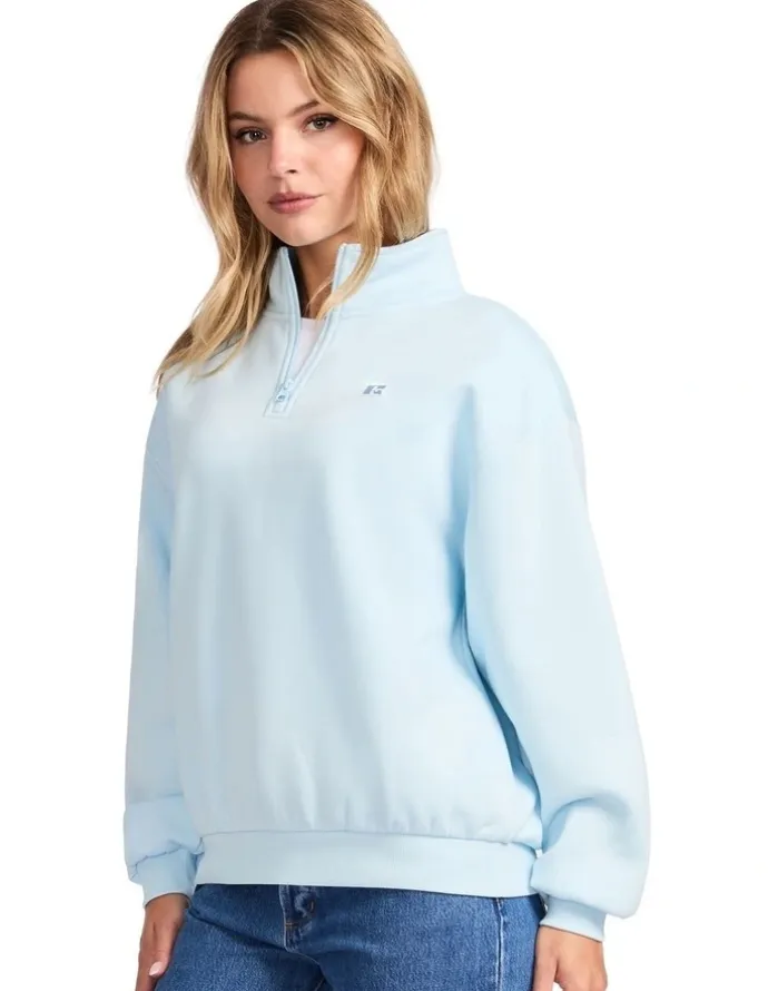 Russell Athletic R Logo Women's Quarter Zip - Blue Breeze