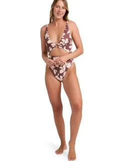 RVCA Something Else One Piece Swimsuit in Terra Brown