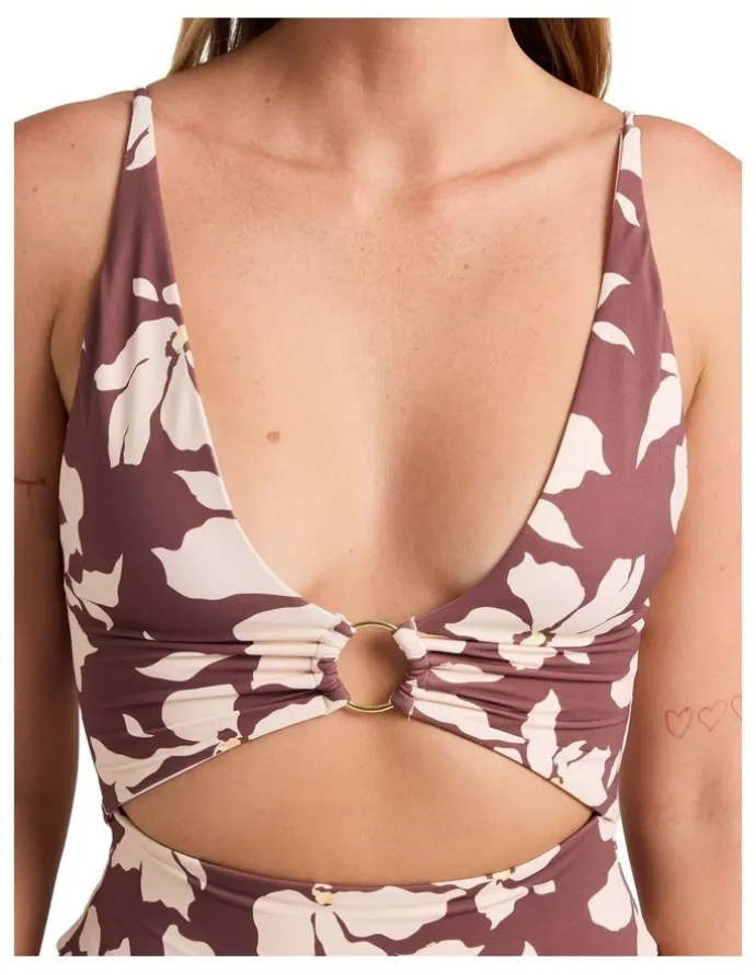 RVCA Something Else One Piece Swimsuit in Terra Brown