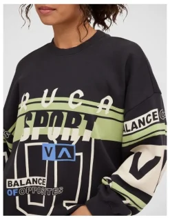 RVCA Sport Pullover Crew in Washed Black