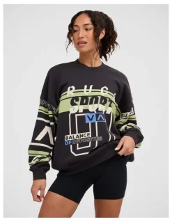 RVCA Sport Pullover Crew in Washed Black