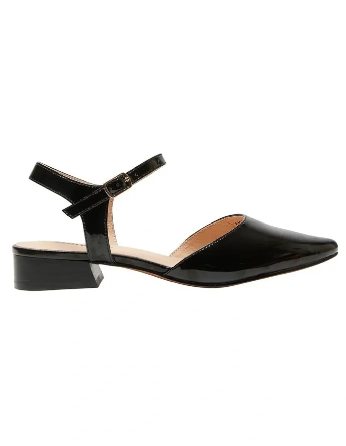Sandler Amity Flat Leather Shoes in Black Patent