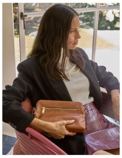 Sandler Asha Crossbody Bag in Tan Pebble