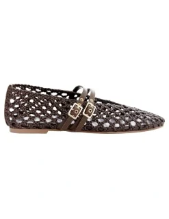 Sandler Ebony Flat Ballet in Chocolate Weave