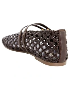 Sandler Ebony Flat Ballet in Chocolate Weave