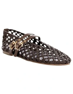 Sandler Ebony Flat Ballet in Chocolate Weave