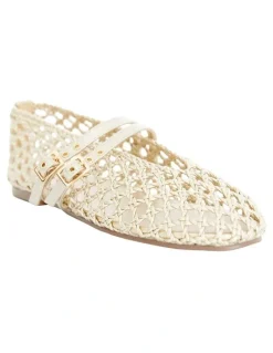 Sandler Ebony Flat Shoes in Soft Gold Weave