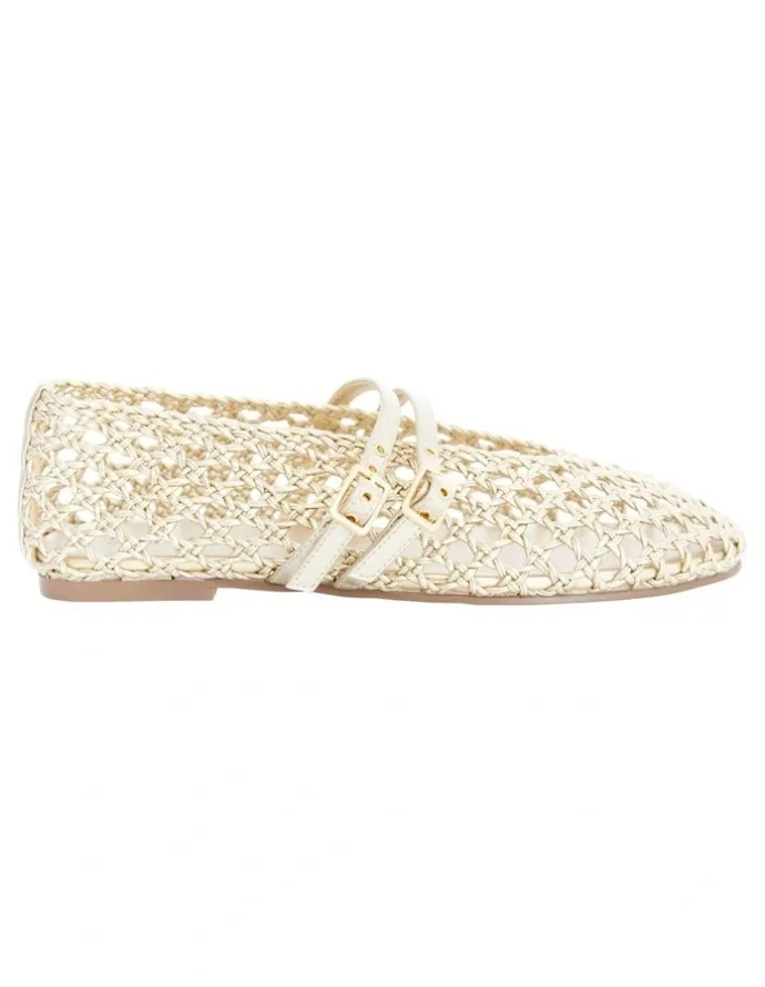 Sandler Ebony Flat Shoes in Soft Gold Weave