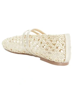 Sandler Ebony Flat Shoes in Soft Gold Weave