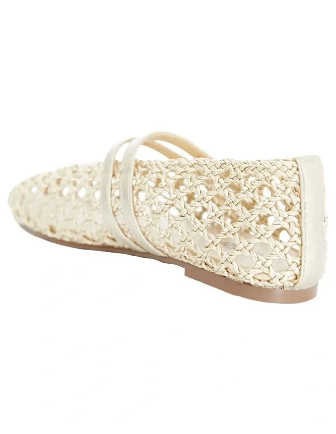 Sandler Ebony Flat Shoes in Soft Gold Weave